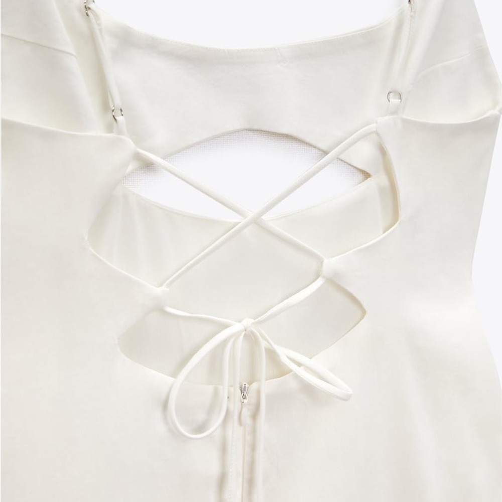 Linen blend cutout dress sage green ZARA - Picture 6 of 9